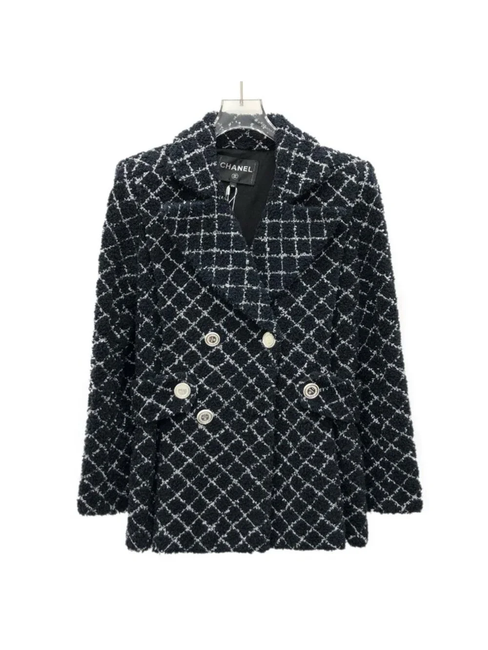 Chanel Cruise Collection Black Cotton Tweed Double-Breasted Jacket